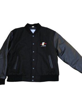 MAP COLLECTION Encore HD High Def Camera Letterman Jacket Men's LG Wool Leather
